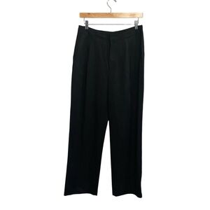 Gap High Rise Straight Wide Leg Pleated Pant Ankle Trouser in True Black Size 8